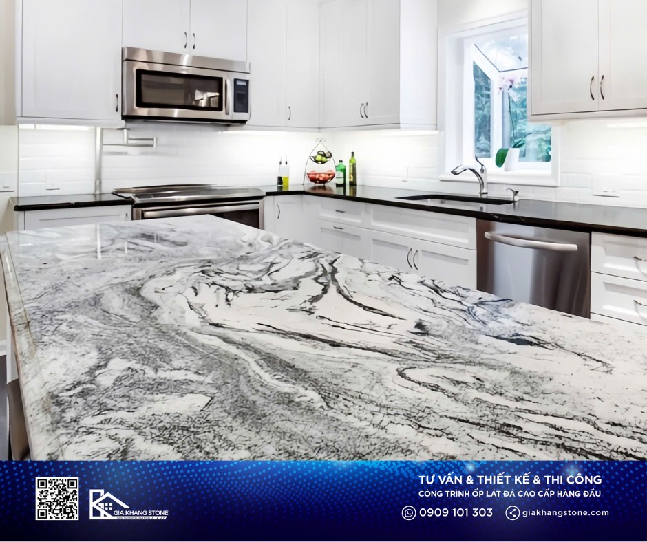 thi công bếp đá hoa cương