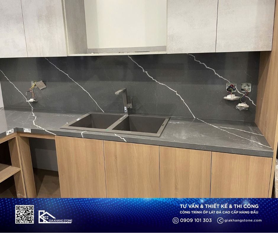 thi công bếp đá hoa cương